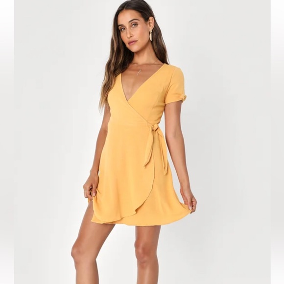 Lulus My Philosophy Golden Wrap Dress - Picture 1 of 8
